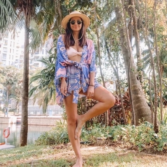 Cosmic Galaxy Moon Boho Short Kimono Robe Coverup - Picture 1 of 8